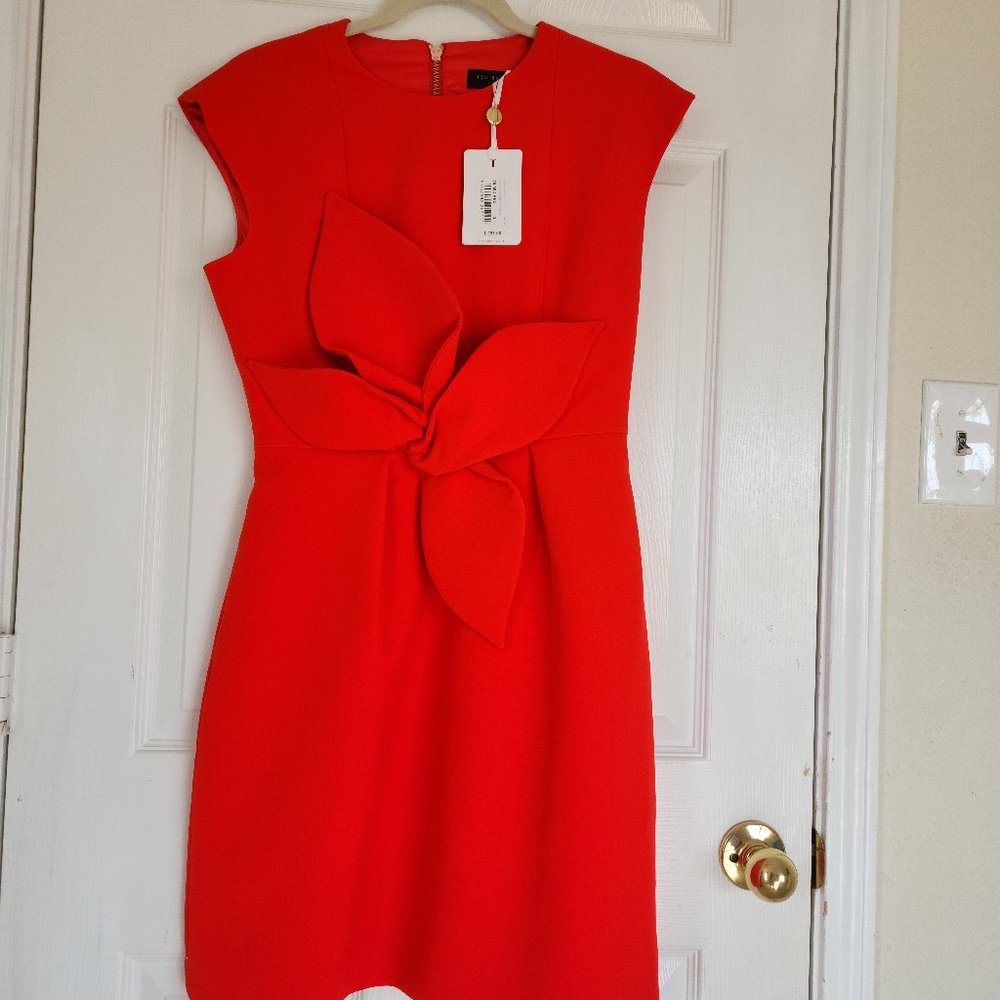 NWT Ted Baker London Polly Structured Bow Mini Red Dress , TB size 2